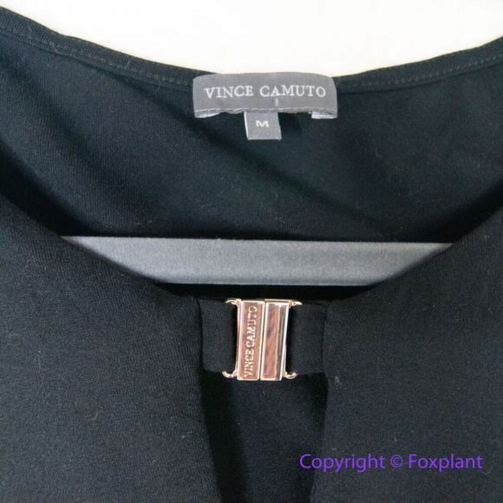 Vince Camuto black three quarter sleeves top ruched sides, size M - Picture 5 of 13
